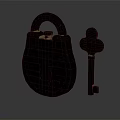Classic Brass Padlock And Vintage Key As Decorative Hardware Tools With Intricate Engravings