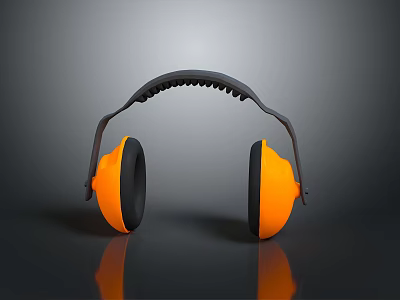 Orange And Black Over Ear Computer Headphones With Ergonomic Design For Comfortable Use 3d model