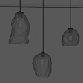 Illuminated Glass Pendant Lights with Irregular Texture Hanging in Modern Interior 3d model