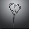 Artistic Intricate Silver Scissors Carving With Ornate Patterns And Detailed Design