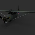 Detailed 3D Model of Green Airplane With Propeller on Gray Background