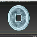 Golden Circular Decorative Item With Chinese Fortune Prosperity Characters And Ornate Border