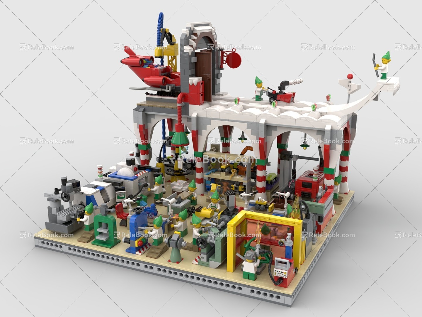 Lego toy building blocks assembly factory site construction screwing assembly line workshop 3d model