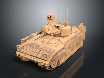 Modern Military Armored Vehicle With Turret Antenna And Sensor System Design 3d model