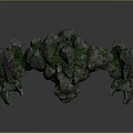 Mythical Fantasy Game Movie Character Stone Composed With Green Moss