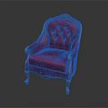 Classic Red Chair With Ornate Carved Wooden Arms And Tufted Upholstery