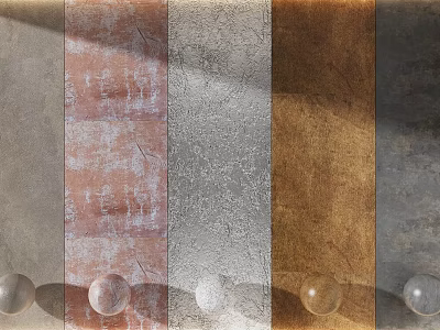 Textured Background Wall Material Samples In Various Colors With Decorative Balls 3d model