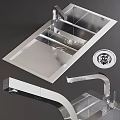 Stainless Steel Kitchen Sink Double Bowl With Faucet And Drain Design