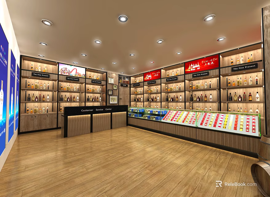 Supermarket Department Store Interior With Organized Shelves And Various Products 3d model 