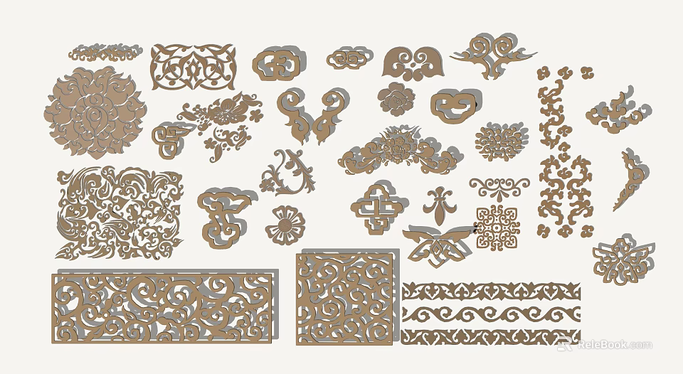 Decorative Carved Patterns With Various Ornate Designs For Interior Decoration 3d model