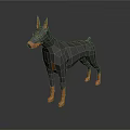 Minimalist Low Poly Doberman Dog Model With Gray Body Brown Legs And Standing Pose