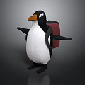 Penguin Plush Toy With Black And White Body Carrying Red Backpack