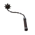 Medieval Spiked Metal Ball Flail Weapon With Linked Chain And Wooden Handle
