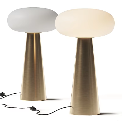 Modern Floor Lamp With White Shade And Golden Stand For Home Interior 3d model