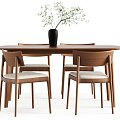 New Chinese Dining Table and Chair Log Dining Table Dining Chair Desktop Ornaments 3d model