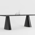 Modern Elegant Black Dining Table With Geometric Base Glass Top And Minimalist Design