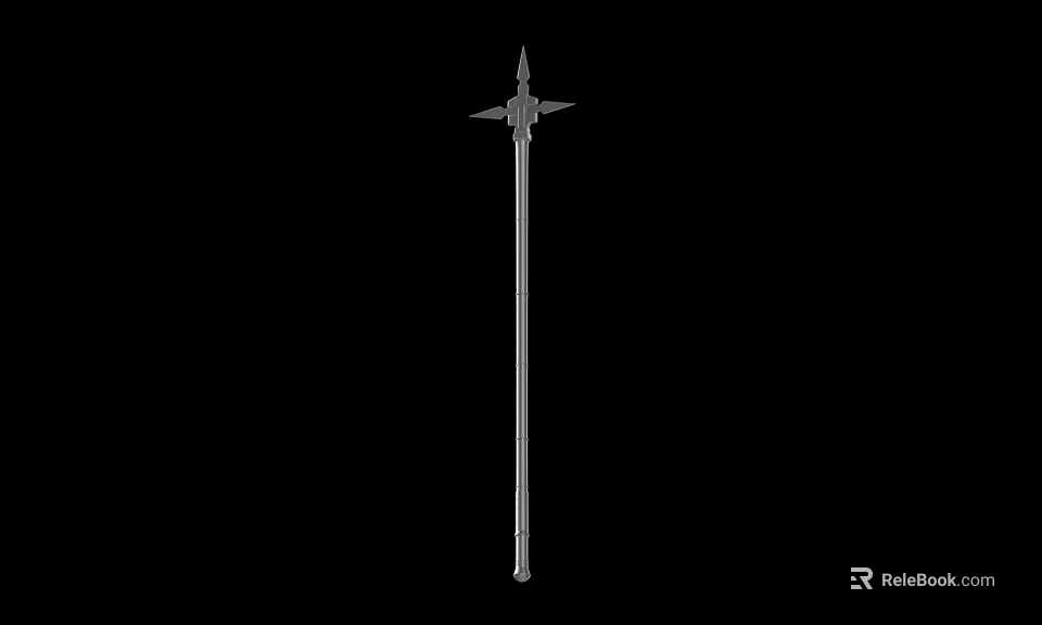 Medieval Metal Spear Weapon With Cross Shaped Head And Long Shaft 3d model 