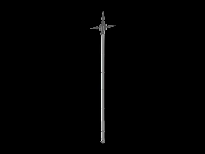 Medieval Metal Spear Weapon With Cross Shaped Head And Long Shaft 3d model