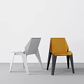 Sleek Modern Leisure Chairs Featuring Geometric Design In White And Orange