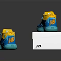 Blue And Yellow High Top Sneakers With Transparent Upper On White Box