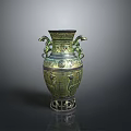 Traditional Bronze Vase Sculpture Carving With Dragon Handles Intricate Patterns And Openwork Base