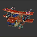 Red Biplane Model Toy With Vintage Design And Colorful Wing Details