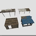 Industrial Factory With Dilapidated Tables And Small House Models Structures 3d model