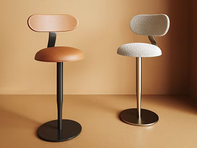 Modern Leisure Chairs With Leather And Fabric Seats And Metal Round Bases 3d model