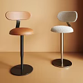 Modern Leisure Chairs With Leather And Fabric Seats And Metal Round Bases