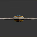 Fantasy Golden Sword With Wing Shaped Decorations And Gemstone Hilt