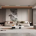 Modern Living Room Interior With Beige Sofa Coffee Table Decorative Art And Floor Lamp