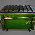 Green Heavy Duty Trash Bin With Wheels Lid And Trash Only Label