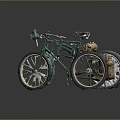 Vintage Green Classic Bicycle With Old-fashioned Mechanical Design And Brass Spoked Wheels