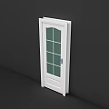 White Hinged Door With Green Glass Grid And Modern Handle Design