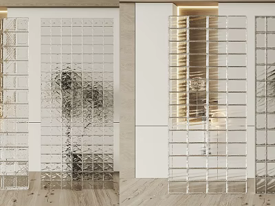 Modern Transparent Glass Grid Partition For Stylish Interior Space Decoration 3d model