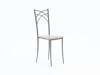 Leisure Chair Featuring Cross Back Design Light Wooden Seat And Metal Frame 3d model