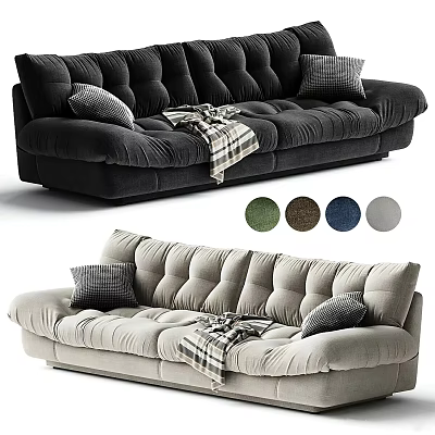 Modern Sectional Sofa With Padded Design Pillows Plaid Blanket And Multiple Color Options 3d model