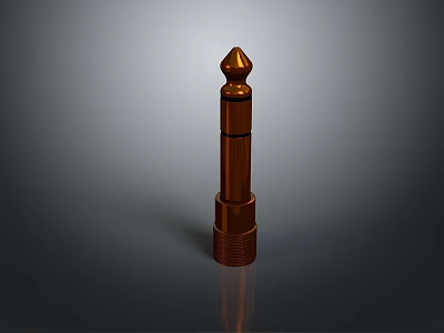 Computer Cylindrical Component in Brown Color With Pointed Top And Textured Base Design 3d model