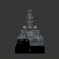 Large Military Warship 3D Model With Detailed Deck Towers And Weaponry