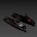 Two Different Ships With Orange White Hull And Brown Deck Structure