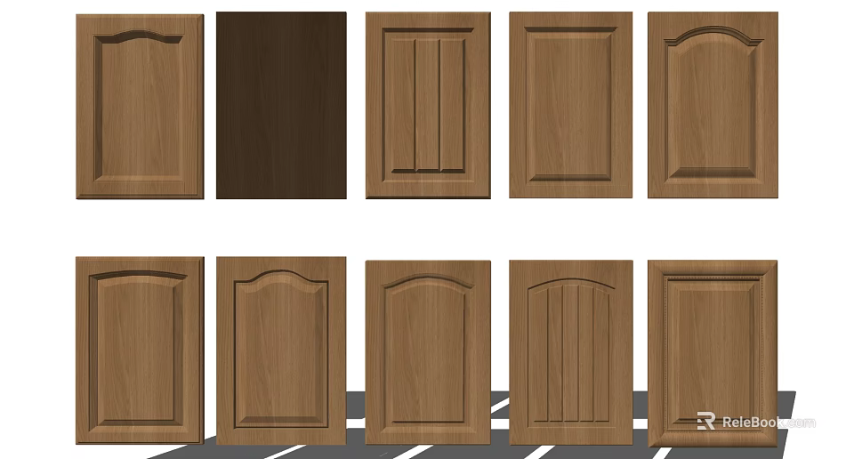 Different Wooden Cabinet Door Styles Featuring Various Wood Textures And Designs 3d model 