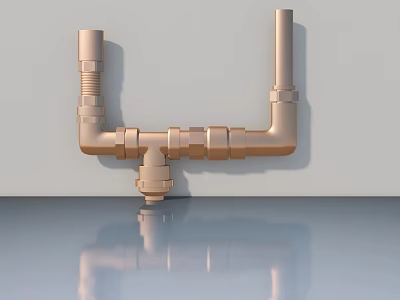 Golden Swing Door Hinge Mounted On Wall With Reflective Floor Surface 3d model