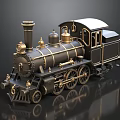 Vintage Black and Gold Steam Train Model With Detailed Design And Wheels