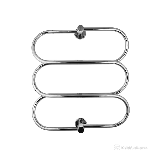 Stainless Steel Bathroom Towel Rack With Three Circular Bars For Wall Mounting 3d model 