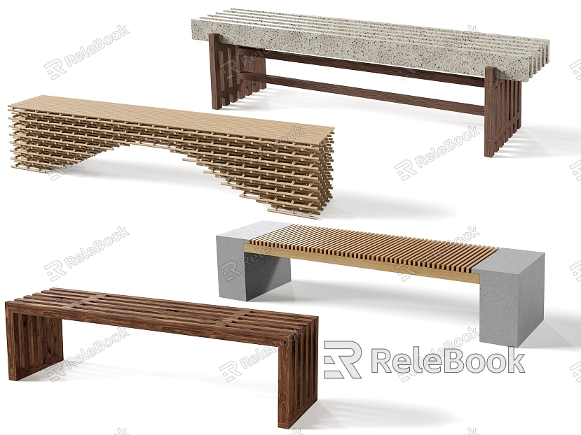 Modern Outdoor Bench Park Bench Chair Stool model