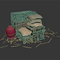 Rustic Storage Scene With Wooden Crates Stacked Sacks Ceramic Vase And Scattered Sticks