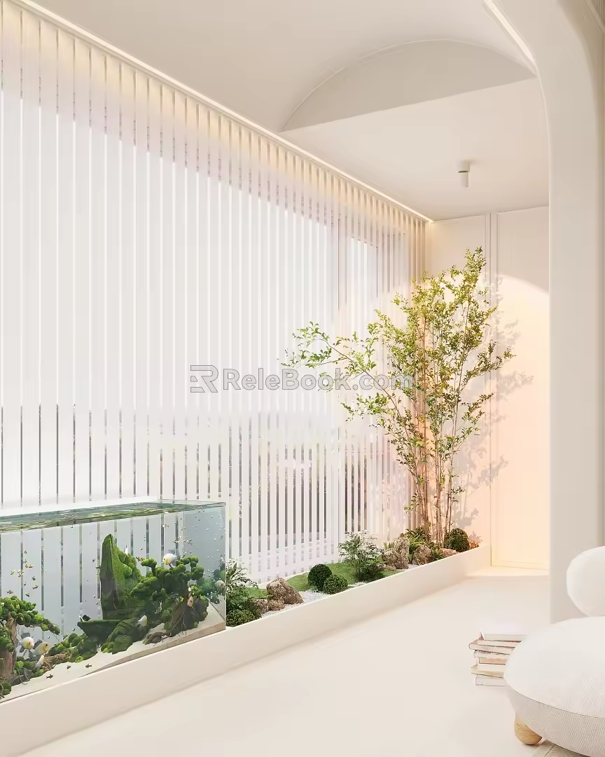 Modern Balcony Cream Balcony 3d model