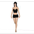 Woman In Black Bra And Shorts 3D Model Front Back Side View