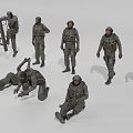 Game And Movie Characters In Military Uniform With Various Standing Crouching And Bending Poses