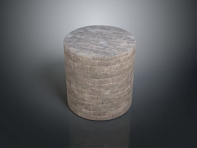 Gray Cylindrical Brick Structure With Textured Surface On Dark Smooth Background 3d model Gray Cylindrical Brick Structure With Textured Surface On Dark Smooth Background 3d model
